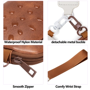 Pochette da polso marrone impermeabile con cerniera liscia e cinturino confortevole