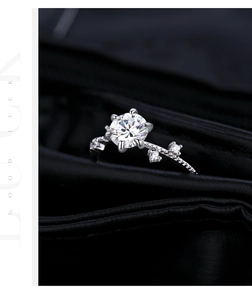 Macro view of a 1ct moissanite ring with six-prong setting and side diamond accents