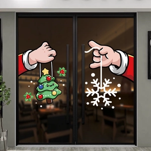 Adesivi statici per vetri con Babbo Natale e albero di Natale per porte festive