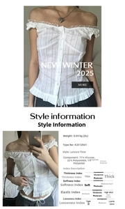 Detail view of white off-shoulder top showing ribbed texture and ruffled edges