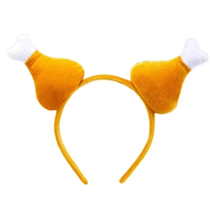Funny Thanksgiving turkey leg headband made of soft yellow plush for party decoration