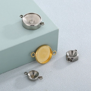 DIY geometric birthstone bezel charms in stainless steel with gold and silver finishes
