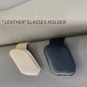 Car Sun Visor Sunglasses Holder PU Leather Magnetic Glasses Clip Organizer Auto Interior Storage Accessories