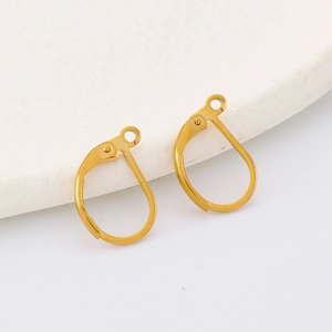 Minimalist pair of gold plated stainless steel lever-back ear hooks for DIY jewelry making