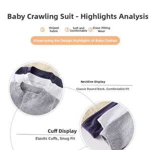 Detail of infant ribbed cotton bodysuit showing small round collar and elastic cuffs