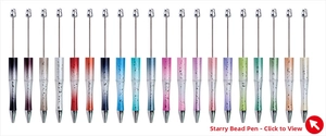 Set of 20 DIY beadable pens featuring gradient stellar glitter finishes and metal top rods
