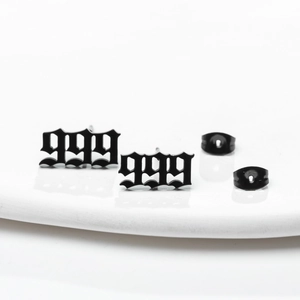 Gothic 999 Engel-Zahlen-Ohrstecker aus mattschwarzem Edelstahl für Frauen