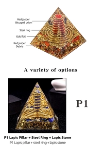 Structural diagram of Orgone pyramid with red jasper, lapis lazuli and metal coils