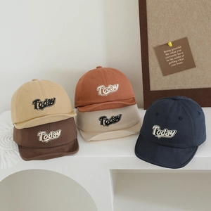Toddler cotton baseball caps with Today 3D embroidery in five retro colors