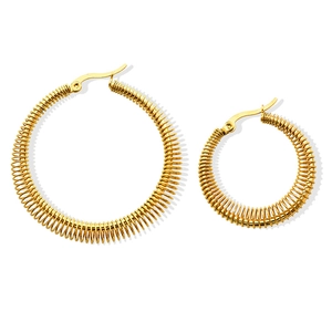 Vintage style gold-plated stainless steel spring coil hoop earrings in two sizes set