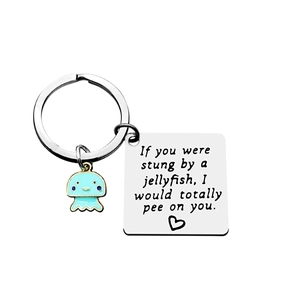 Jellyfish Keychain Stainless Steel Humorous Quote Tag Pendant Friendship Gift Accessories For Friends