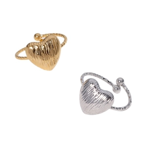 Bague cœur minimaliste dorée 18k avec texture pour femme, disponible en or et en argent