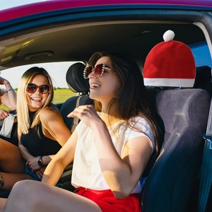 Housses d'appui-tête de voiture bonnet de Noël en velours rouge pour décor festif