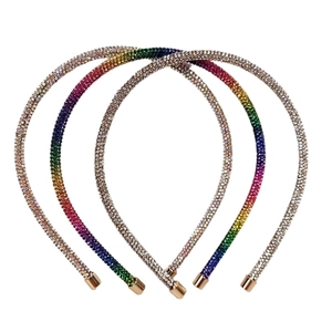 Three-piece sparkling rhinestone headbands set with colorful and silver crystals for women