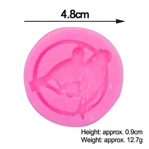 Molde de silicona rosa con pájaros y flores para decoración de pasteles DIY