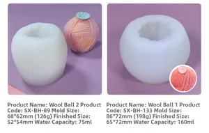 Detailed view of silicone molds creating intricate knitted yarn ball textured candles