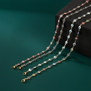 Evil Eye Pendant Necklace Copper Gold Plated Zircon Enamel Turkish Nazar Charm Ins Style Jewelry For Women Girls Elegant
