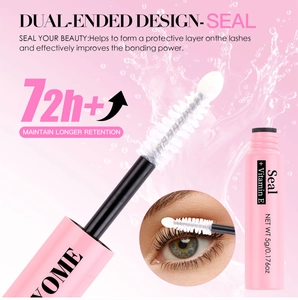 Waterproof eyelash sealer with Vitamin E and dual-ended design for 72h plus long lasting wear