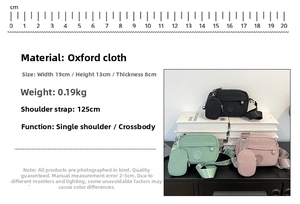 Waterproof oxford crossbody bag dimensions 19x13x8cm with detachable round coin purse