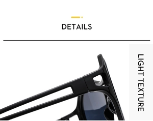 Close-up of flexible hinges and hollowed-out temples on glossy black sunglasses