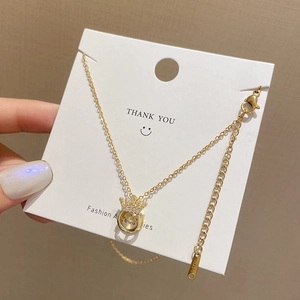 Crown Pendant Necklace Titanium Steel Gold Plated Dancing Zircon Clavicle Chain Fashion Jewelry For Women