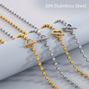 Collier Et Bracelet En Acier Inoxydable 304 Avec Fermoir Coeur Bijoux De Mode Minimalistes Pour Hommes Et Femmes