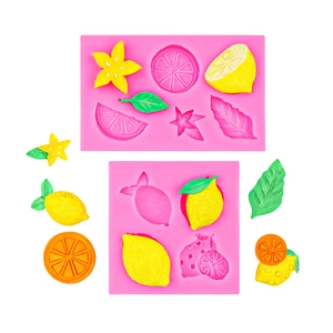 Mini silicone mold set for fruit shapes like lemon slices and starfruit for DIY crafts