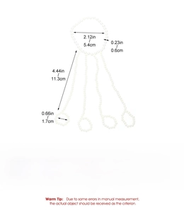 Detailed sizing chart for multilayer pearl heart finger bracelet with chain dimensions