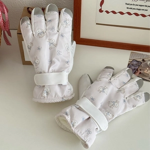 Rosa Kaninchen Skihandschuhe für Damen mit Thermofleecefutter und Touchscreen-Funktion