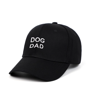 Casquette de baseball classique en coton noir avec broderie blanche DOG DAD sur le devant