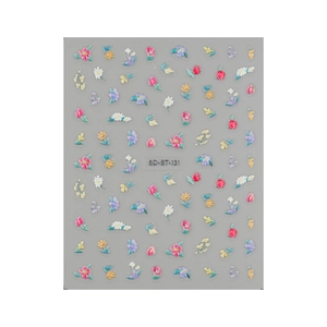 Professional 5D embossed flower nail stickers with colorful floral 3D relief designs