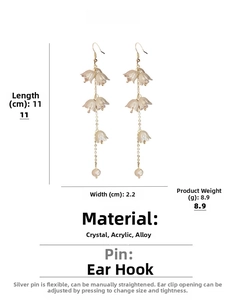Spécifications de taille pour boucles d'oreilles muguet avec perles acryliques