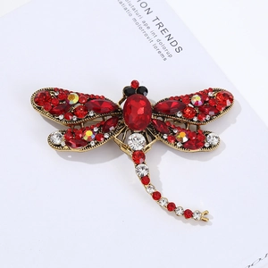 Vintage Dragonfly Brooch Pin Alloy With Sparkling Rhinestone Elegant Crystal Corsage Jewelry For Women