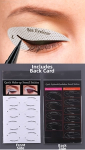 Detail showing various eyeliner and eyeshadow stencil styles for precise makeup application