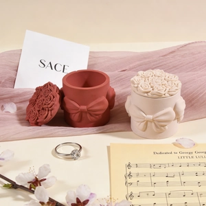 Stampo in silicone per contenitore rosa con fiocco decorativo per candele fai-da-te