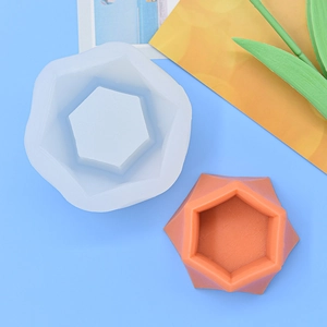 Hexagonal silicone mold for DIY concrete succulent pots and geometric cake fondants