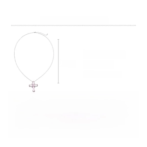 Collier croix avec zircon rose, vue détaillée des dimensions et du poids de 12,8 g