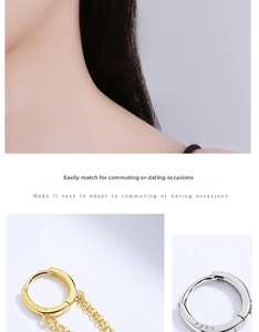 Detail der S925 Sterling Silber Quastenketten-Ohrringe in Gold und Silber Finish