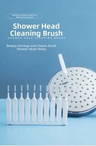 Detailed view of 10-piece mini cleaning brushes for shower head holes and small gaps