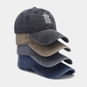 Washed vintage baseball caps set in black and olive green with inspirational quotes