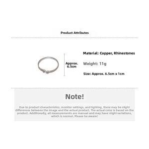 Detailed size specifications for pearl and rhinestone criss-cross silver bangle in copper