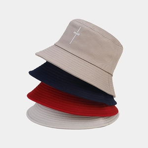 Unisex cotton bucket hats with PEACE embroidery in khaki, navy, red and grey