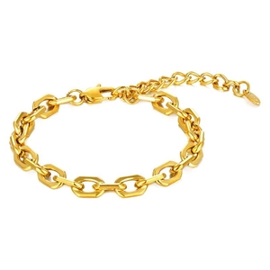 Bracelet tendance en acier inoxydable doré à maillons géométriques et fermoir mousqueton