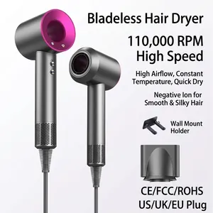 Professional High Speed Bladeless Hair Dryer Negative Ion Constant Temperature Fast Drying Salon Blow Dryer Styling Tool