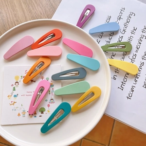 Set of 10 colorful matte metal snap hair clips for girls in various vibrant candy colors