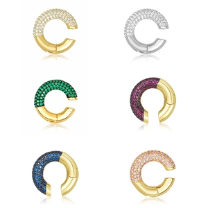 C-Shaped Ear Cuff Copper And Cubic Zirconia Non Piercing Jewelry Fashion Luxury Clip On Earring For Women Elegant