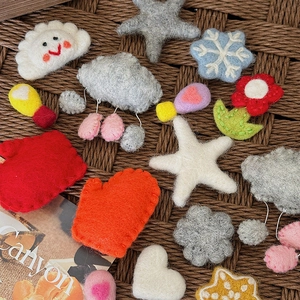 Mini wool felt DIY craft kit with clouds, stars, and snowflakes for Christmas floral decor