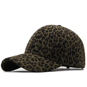 Leopard print faux suede baseball cap with olive green and black animal pattern