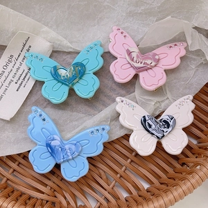 Butterfly Hair Clips Acetate Sweet Heart Love Lettering Rhinestone Duckbill Hair Accessories For Women Girls