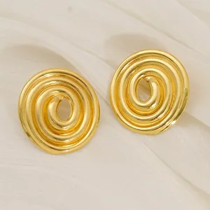 Boucles D'oreilles Spirale Acier Inoxydable Plaqué Or 18K Design Vortex Rétro Français Bijoux Mode Pour Femmes